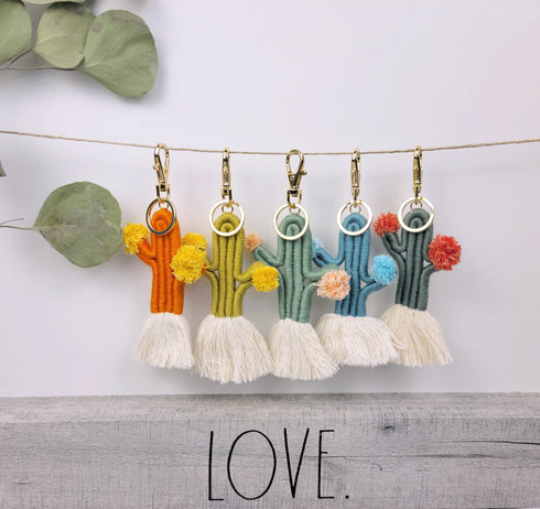 Macrame Cactus Tassel Keychain, Bag Charm, Keyring Holder ,Wallet Purse Pendant Decorations Birthday Gifts for her