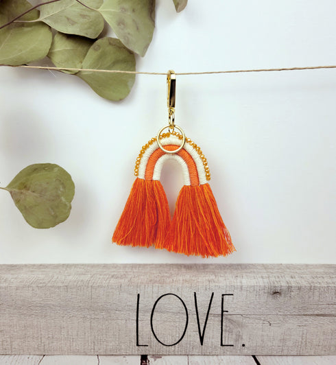 Macrame Rainbow with glass beads Keychain, Boho Accessory, Rainbow Keyring, Bag Charm, Small Gifts For her