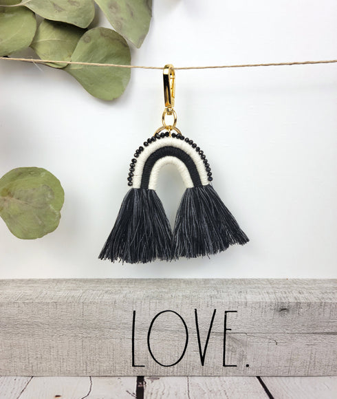 Macrame Rainbow with glass beads Keychain, Boho Accessory, Rainbow Keyring, Bag Charm, Small Gifts For her