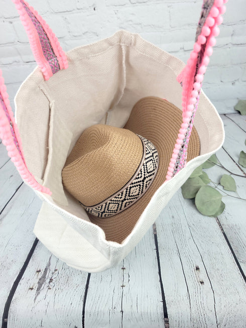 Candy color Large Beach Travel Tote Bag Canvas Shoulder Bag with Cotton