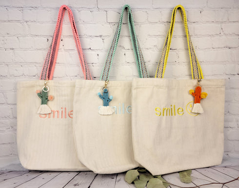Candy color Large Beach Travel Tote Bag Canvas Shoulder Bag with Cotton