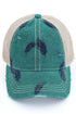 Embroidered Leat Motif Jacoquard Denim C.C High Pony Ball Cap
