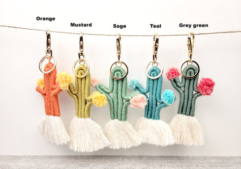 Macrame Cactus Tassel Keychain, Bag Charm, Keyring Holder ,Wallet Purse Pendant Decorations Birthday Gifts for her