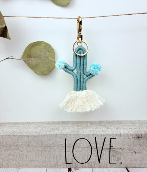 Macrame Cactus Tassel Keychain, Bag Charm, Keyring Holder ,Wallet Purse Pendant Decorations Birthday Gifts for her