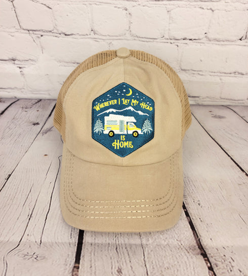 Wherever I Lay my head is home patch pony C.C cap