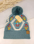 C.C Aztec Patterned Faux Fur Pom C.C Beanie Hat