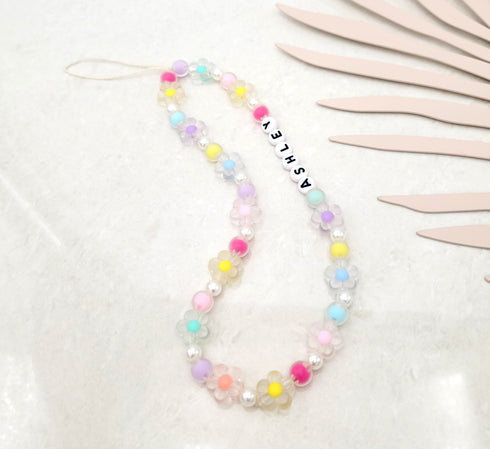 Personalized Name Cell Phone Strap Gift with Colorful Patel Beads