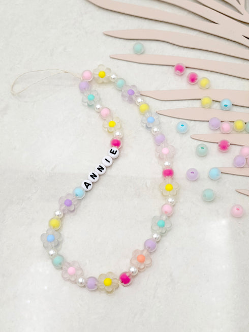 Personalized Name Cell Phone Strap Gift with Colorful Patel Beads