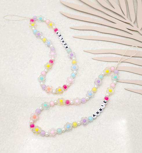 Personalized Name Cell Phone Strap Gift with Colorful Patel Beads