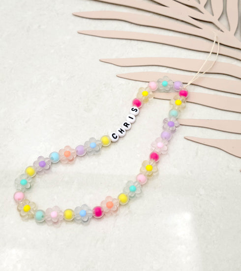 Personalized Name Cell Phone Strap Gift with Colorful Patel Beads