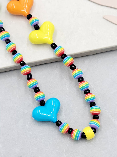 90s/Y2K style Phone Chain, Hearts Charm, Beaded Lanyard Wrist Strap, Cell Phone Accessory, Beads Gifts for Her