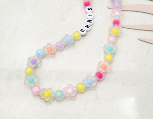 Personalized Name Cell Phone Strap Gift with Colorful Patel Beads