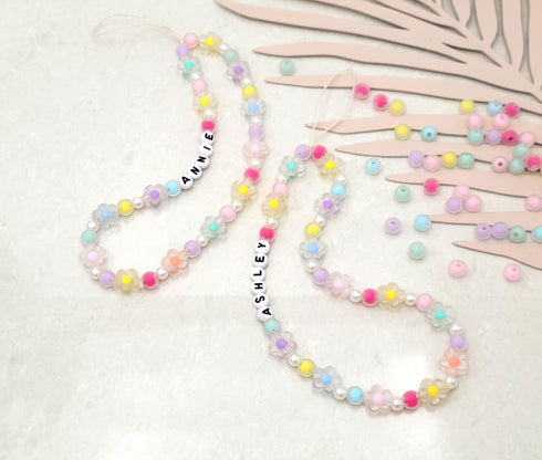 Personalized Name Cell Phone Strap Gift with Colorful Patel Beads