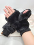 Faux Fur c.c mittens with shepherd Lined Flip Up Down Top Fingerless Mitten Gloves gifts for her , Christ mas gifts for her