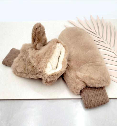 Faux Fur c.c mittens with shepherd Lined Flip Up Down Top Fingerless Mitten Gloves gifts for her , Christ mas gifts for her