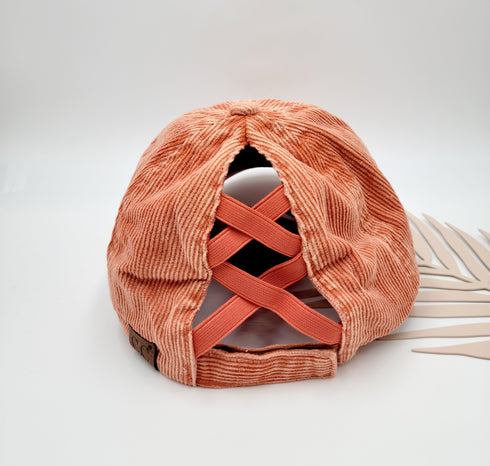 C.C Stonewashed Corduroy Baseball Ponytail Cap women baseball cap, gifts for her