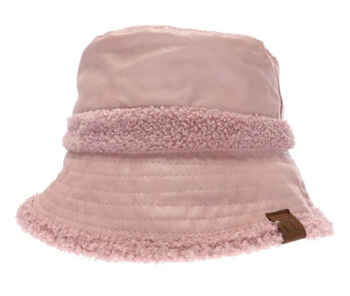 Soft Faux Leather Shearling C.C Bucket Hat ,Winter bucket hat, women winter bucket hat, gifts for her