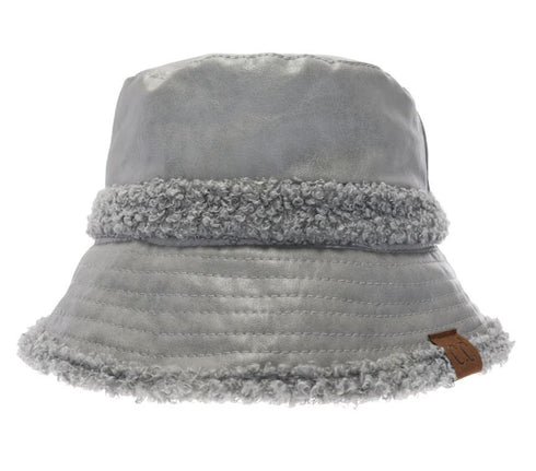 Soft Faux Leather Shearling C.C Bucket Hat ,Winter bucket hat, women winter bucket hat, gifts for her
