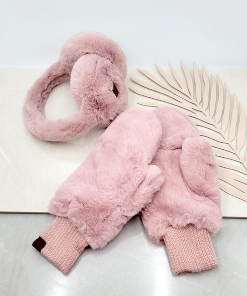 Faux Fur c.c mittens with shepherd Lined Flip Up Down Top Fingerless Mitten Gloves gifts for her , Christ mas gifts for her