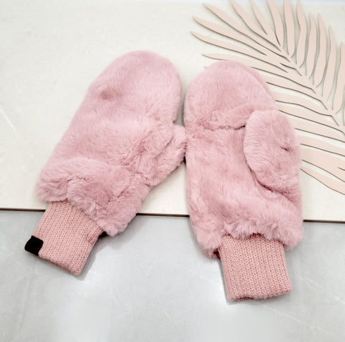 Faux Fur c.c mittens with shepherd Lined Flip Up Down Top Fingerless Mitten Gloves gifts for her , Christ mas gifts for her