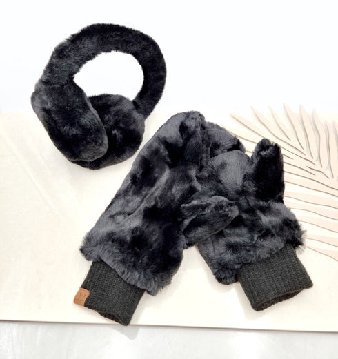 Faux Fur c.c mittens with shepherd Lined Flip Up Down Top Fingerless Mitten Gloves gifts for her , Christ mas gifts for her