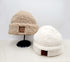 C.C Exclusive Unisex Winter Soft Sherpa Cuff Beanie Hat with C.C Suede Logo gifts for her