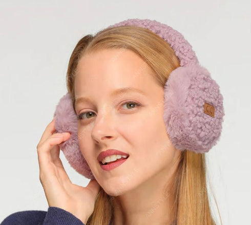 C.C Exclusive New Women's Sherpa Earmuff , Warm Solid Color Faux Fur Sherpa Soft Fleece Headband Earmuffs gifts for her