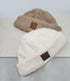 C.C Exclusive Unisex Winter Soft Sherpa Cuff Beanie Hat with C.C Suede Logo gifts for her
