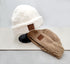 C.C Exclusive Unisex Winter Soft Sherpa Cuff Beanie Hat with C.C Suede Logo gifts for her