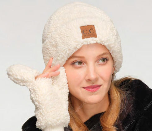 C.C Sherpa Women's Openable Mittens Gloves Gifts for Her