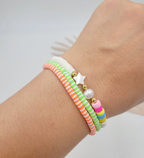 Handmade 5pc set Personalized Heishi Beaded Stretch Bracelets, Colorful Bracelet , anklet bracelet, couple bracelet, gifts for her