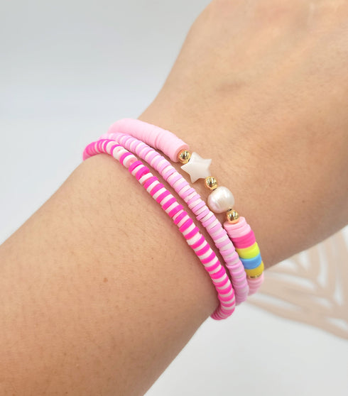 Handmade 5pc set Personalized Heishi Beaded Stretch Bracelets, Colorful Bracelet , anklet bracelet, couple bracelet, gifts for her