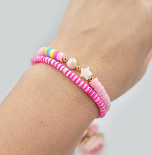 Handmade 5pc set Personalized Heishi Beaded Stretch Bracelets, Colorful Bracelet , anklet bracelet, couple bracelet, gifts for her