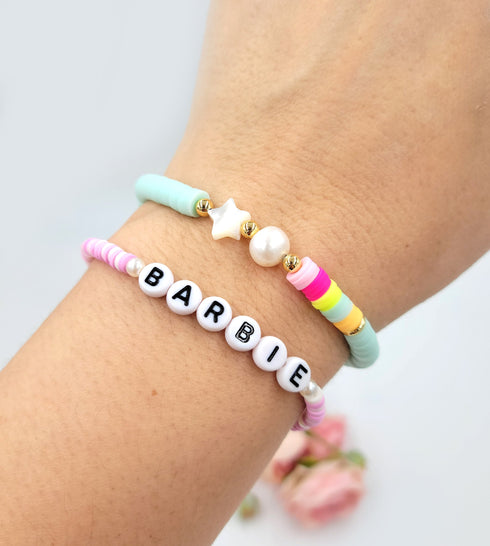 Handmade 5pc set Personalized Heishi Beaded Stretch Bracelets, Colorful Bracelet , anklet bracelet, couple bracelet, gifts for her