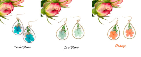 Dried Big Flower Handmade Resin Earrings - 5 Colors!