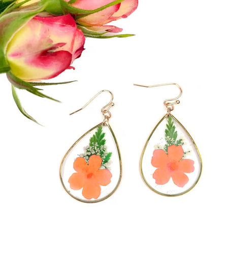 Dried Big Flower Handmade Resin Earrings - 5 Colors!