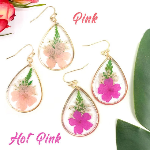 Dried Big Flower Handmade Resin Earrings - 5 Colors!